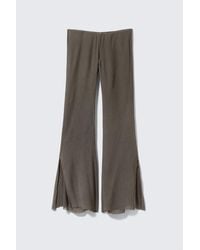 Weekday - Low Rise Flared Crinkled Trousers - Lyst