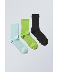Weekday - Glänzende Socken Lova 3Er-Pack - Lyst