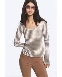 Monki - Slim Scoop Neck Long-Sleeved Top - Lyst