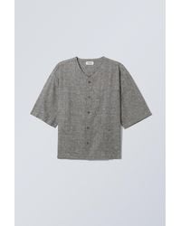 Weekday - Oversized Linen Blend Baseball Shirt - Lyst