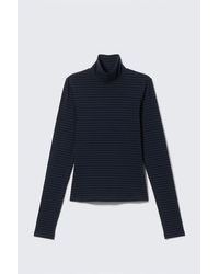 Weekday - Fitted Striped Turtleneck Top - Lyst