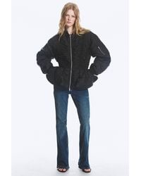 Monki - Slim Ruched Peplum Bomber Jacket - Lyst