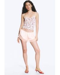 Monki - Short Satin Lace Shorts - Lyst