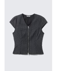 Weekday - Structured Zip V-Neck Top - Lyst