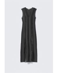 Weekday - Sheer Panelled V-Neck Maxi Dress - Lyst