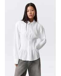 Weekday - Gathered Waist Cotton Poplin Shirt - Lyst