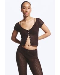 Monki - Short-Sleeved Crochet Top - Lyst