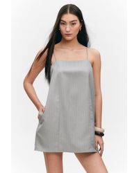 Monki - Mini-Kleid Aus Twill Mit Bindeband Hinten - Lyst