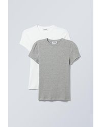 Weekday - Enges, Geripptes T-Shirt Im 2Er-Pack - Lyst