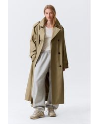 Weekday - Oversized Double-Breasted Canvas Trench Coat - Lyst