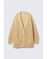 Monki - Oversized V-Neck Cotton Knit Cardigan - Lyst