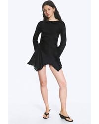Monki - Long-Sleeved Asymmetric Satin Mini Dress - Lyst