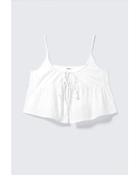 Monki - Cotton Poplin Tie-Front Pyjama Top - Lyst