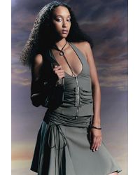 Weekday - Tie Waist V-Neck Zip Halter Top - Lyst