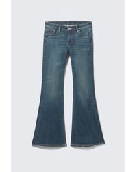 Monki - Katsumi Embellished Low Rise Slim Flared Leg Jeans - Lyst