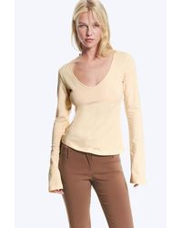 Monki - Slim V‑Neck Jersey Top - Lyst