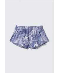 Monki - Mid-Rise Printed Poplin Pyjama Shorts - Lyst