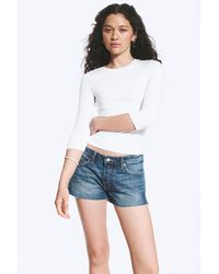 Monki - Round Neck Three-Quarter Sleeve Top - Lyst