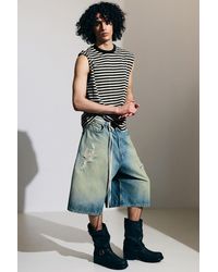 Weekday - Void Mid Rise Loose Long Denim Shorts - Lyst