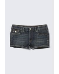 Monki - Cheri Low Rise Mini Denim Shorts - Lyst
