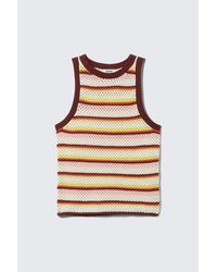 Monki - Open-Knit Cotton Tank Top - Lyst