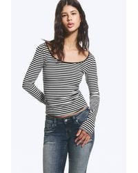 Monki - Long-Sleeved Slim Fit Scoop Neck Top - Lyst