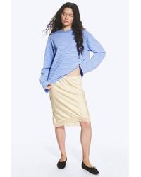 Monki - Satin Lace Midi Skirt - Lyst