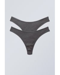 Weekday - 2-pack Washed Rib Cotton Thongs - Lyst