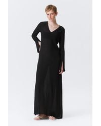 Weekday - Sheer Long-Sleeved V-Neck Maxi Dress - Lyst
