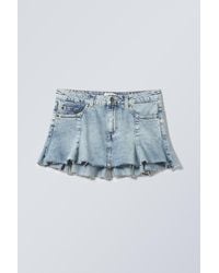 Weekday - Low Frayed Mini Denim Skirt - Lyst