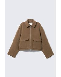 Monki - Cropped Boxy Zip Jacket - Lyst
