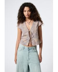 Weekday - Tie-Front V-Neck Cotton Blouse - Lyst