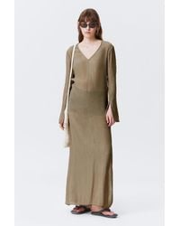 Weekday - Sheer Long-Sleeved V-Neck Maxi Dress - Lyst
