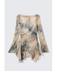 Monki - Long-Sleeved Asymmetric Satin Mini Dress - Lyst
