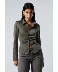 Weekday - Long-Sleeved Fitted Satin Shirt - Lyst
