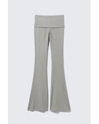 Monki - Low Waist Flared Ribbed Trousers - Lyst