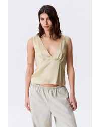 Weekday - Sleeveless V-Neck Satin Top - Lyst