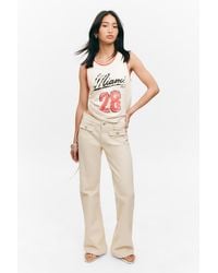 Monki - Niedrig Taillierte Bootcut-Hose Aus Twill - Lyst