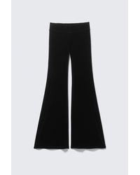 Weekday - Low Rise Flared Velvet Mesh Trousers - Lyst