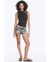 Weekday - Venus Frayed Low Rise Denim Hotpants - Lyst