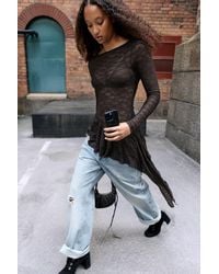 Monki - Asymmetric Lace Long-Sleeve - Lyst