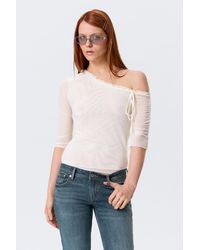 Monki - Asymmetric Off-Shoulder Three-Quarter Sleeve Top - Lyst