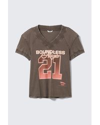 Monki - Graphic V-Neck T-Shirt - Lyst