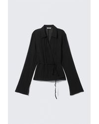 Weekday - Textured Long-Sleeved Wrap Shirt - Lyst
