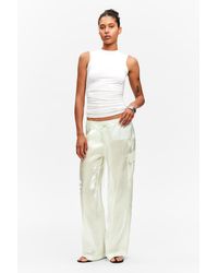 Monki - Sheer Drawstring Wide Leg Trousers - Lyst
