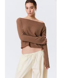 Monki - Relaxed Knitted Boat-Neck Sweater - Lyst