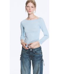 Monki - Boatneck Top With Three‑Quarter Sleeves - Lyst