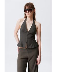 Weekday - Tie-Back Hook-And-Eye Halterneck Top - Lyst
