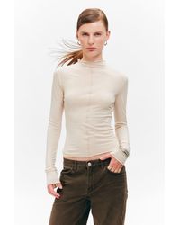 Monki - Langarm-Top Mit Schmaler Passform Und Stehkragen - Lyst