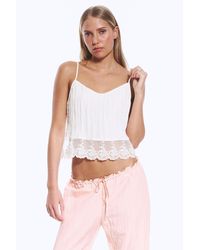 Monki - Cropped Lace‑Trim Camisole - Lyst
